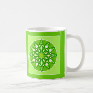Taza De Café Patrón de Mandala en tonos verde animalunas