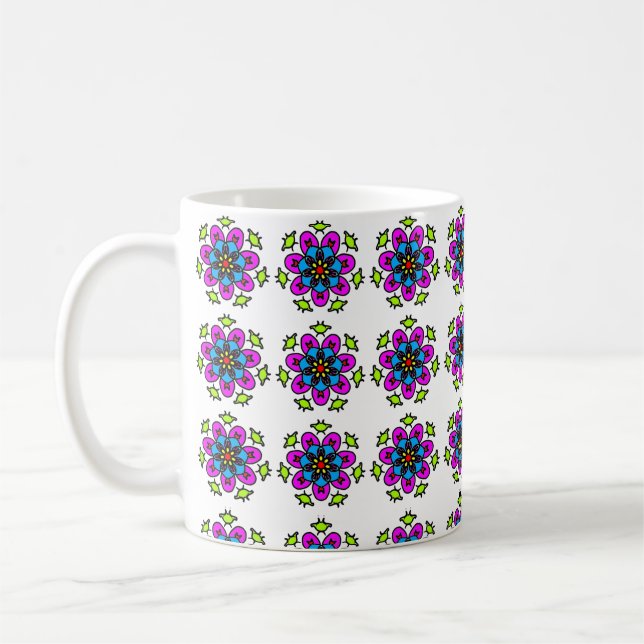 Taza De Café Patrón de Mandala Floral (Izquierda)