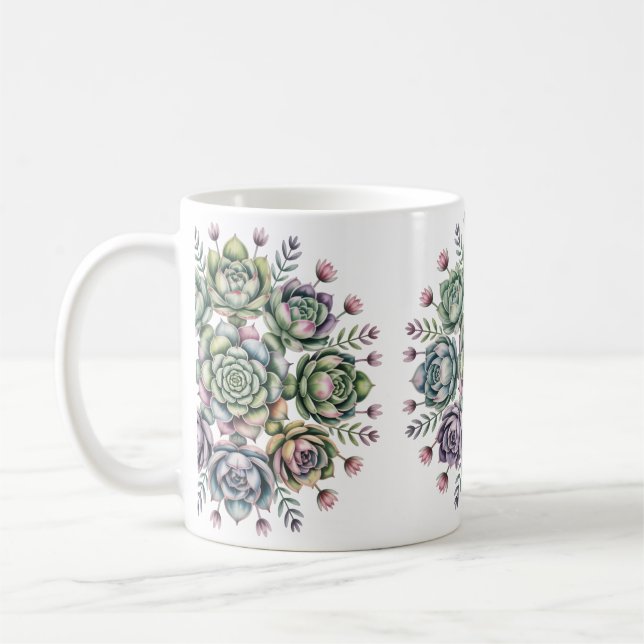 Taza De Café Patrón de mandala suculento (Izquierda)
