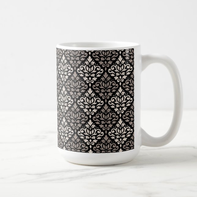 Taza De Café Patrón de maniquí pergamino Taupe Crema Negro (Derecha)