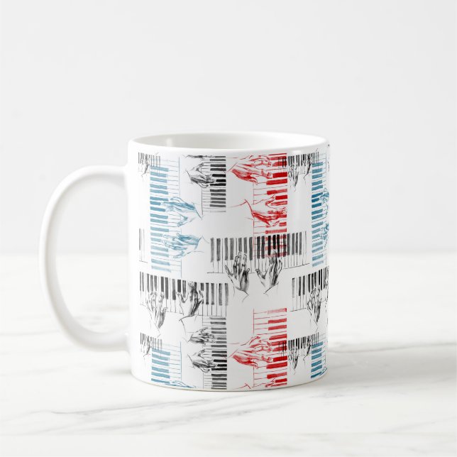 Taza De Café Patrón de manos pianistas (Izquierda)