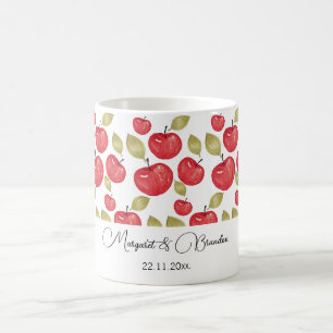 Taza De Café Patrón de manzana personalizado acuarela pintado a