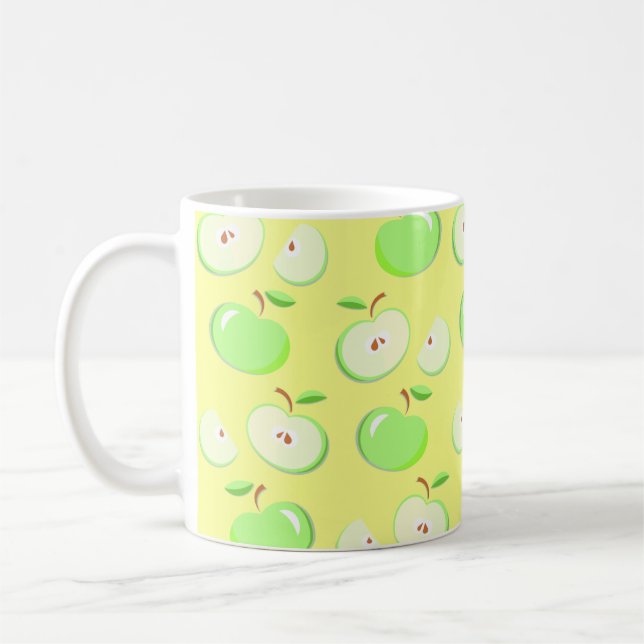 Taza De Café Patrón de manzanas vectorial verde (Izquierda)