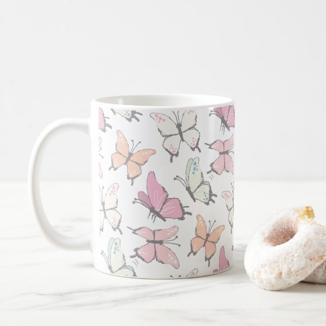 Taza De Café Patrón de mariposa (Con donut)