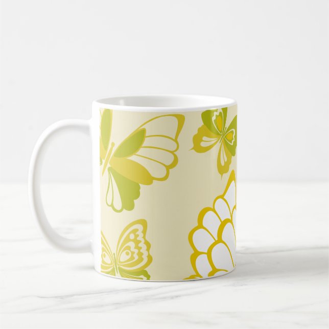 Taza De Café Patrón de mariposa amarilla (Izquierda)