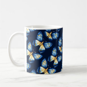Taza De Café Patrón de mariposa azul