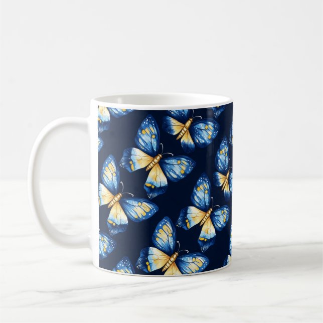 Taza De Café Patrón de mariposa azul (Izquierda)
