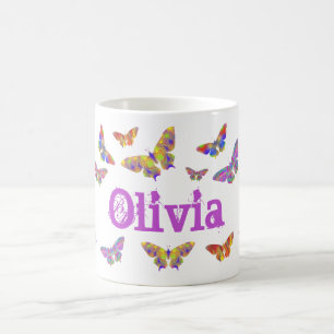 Taza De Café Patrón de mariposa colorida personalizado