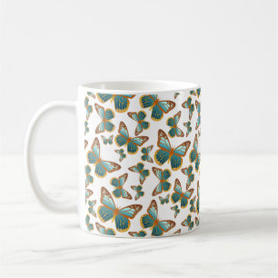 Taza De Café Patrón de mariposa de gradiente azul