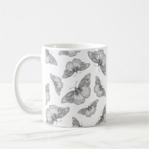 Taza De Café Patrón de mariposa de lápiz y tinta