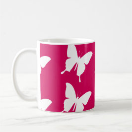 Taza De Café Patrón de mariposa de monarca rosa