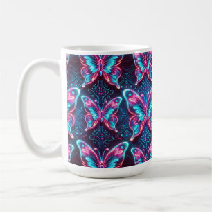 Taza De Café patrón de mariposa de neón