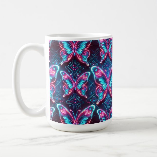 Taza De Café patrón de mariposa de neón (Izquierda)