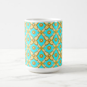 Taza De Café Patrón de mariposa de oro lujoso con acento de per
