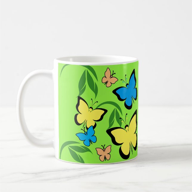 Taza De Café Patrón de mariposa de primavera (Izquierda)