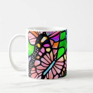 Taza De Café Patrón de mariposa de vidrio manchado abstracto
