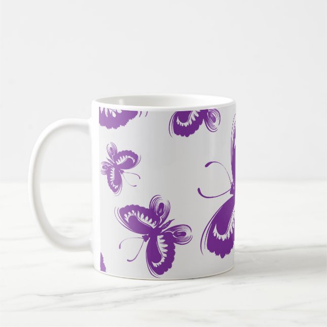 Taza De Café Patrón de mariposa púrpura (Izquierda)