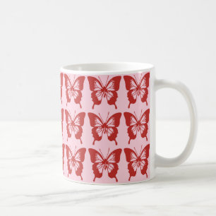 Taza De Café Patrón de mariposa roja