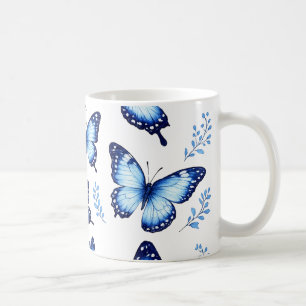 Taza De Café patrón de mariposas azules