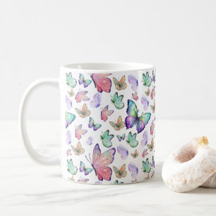 Taza De Café Patrón de mariposas de color agua sin costura