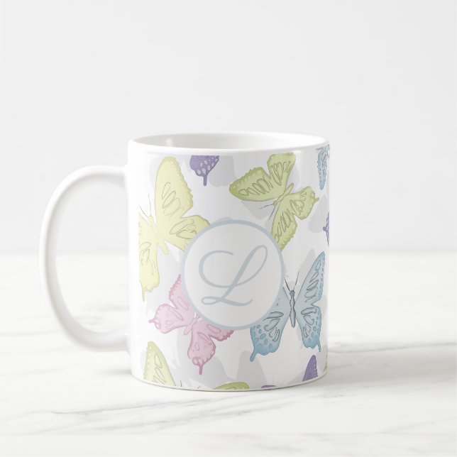 Taza De Café Patrón de mariposas Pastel 11 oz Classic Mug (Izquierda)