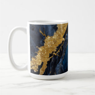 Taza De Café Patrón de mármol azul con oro