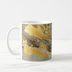 Taza De Café Patrón de mármol azul y dorado