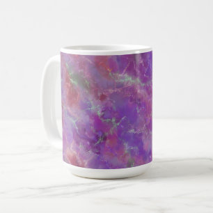 Taza De Café Patrón de mármol púrpura y plata