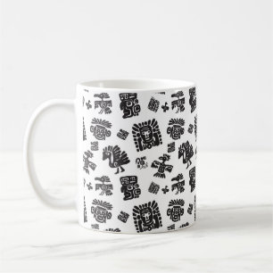 Taza De Café Patrón de maya sin foco. Étem étnico negro y bl