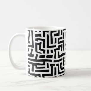 Taza De Café Patrón de Maze de arte pop negro y blanco