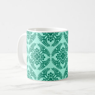 Taza De Café Patrón de medallón japonés, Aqua y Turquesa