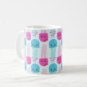 Taza De Café Patrón de medusas, medusas cortas, animales marino