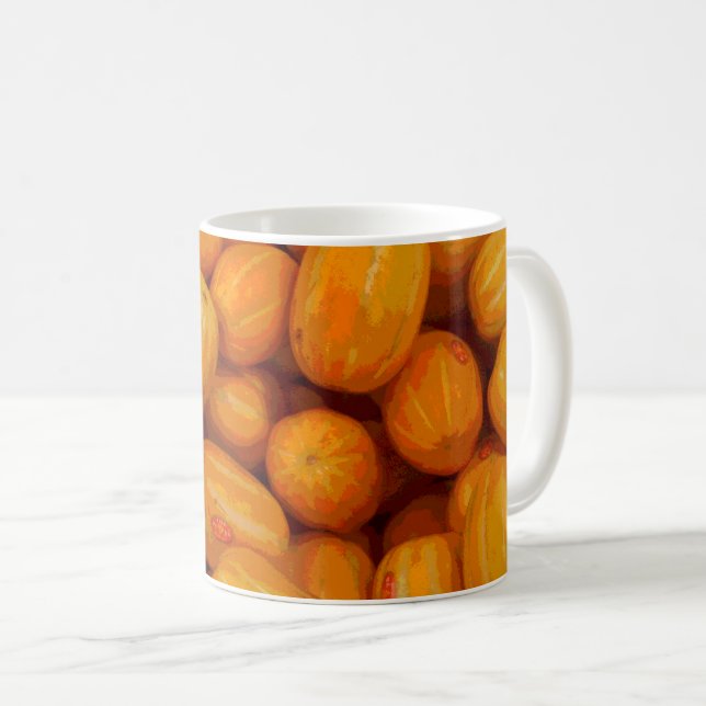 Taza De Café Patrón de melones amarillos en un diseño posteriza (Anverso derecho)