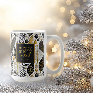 Taza De Café Patrón de merry de Navidades de oro negro#21 ID100