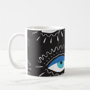 Taza De Café Patrón de moda de las plumas oculares tribales