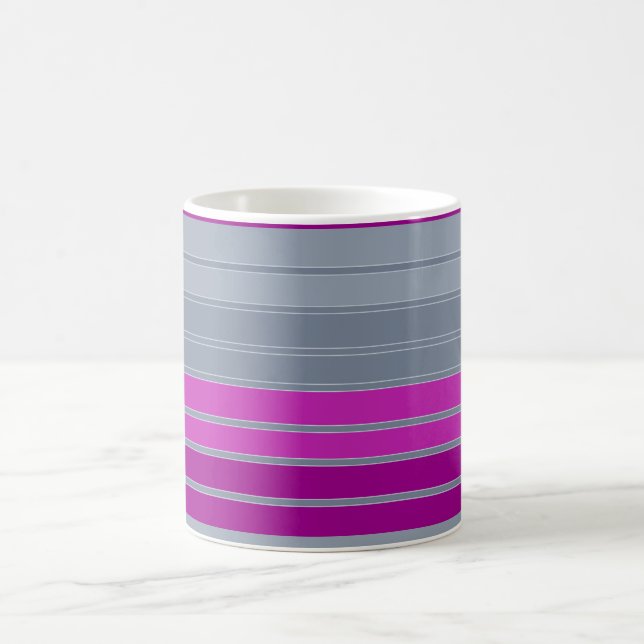 Taza De Café Patrón de moda gris rayado púrpura (Centro)