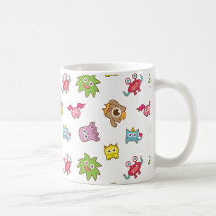 Taza De Café Patrón de monstruos pequeños coloridos felices