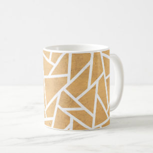 Taza De Café Patrón de mosaico amarillo y blanco