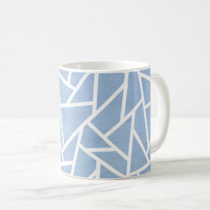 Taza De Café Patrón de mosaico azul pálido y blanco