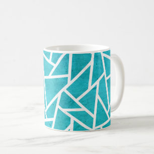 Taza De Café Patrón de mosaico azul-verde y blanco