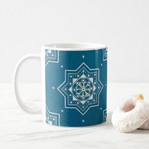 Taza De Café Patrón de mosaico de azules portugués marroquí