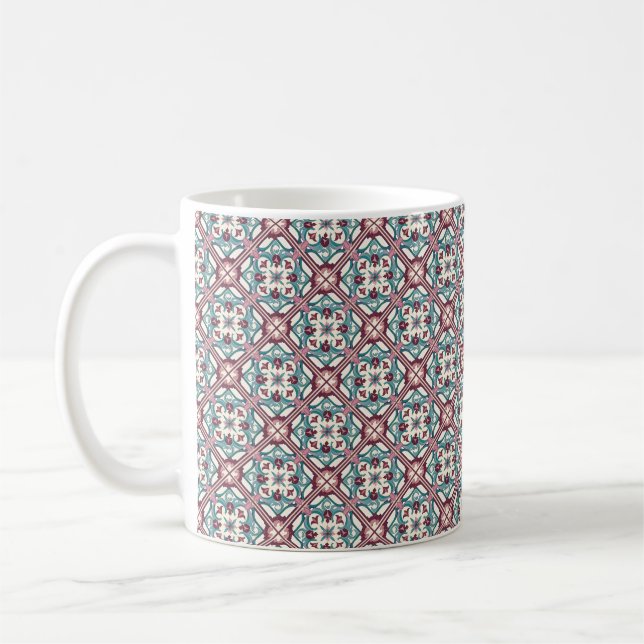 Taza De Café Patrón de mosaico de Borgoña (Izquierda)
