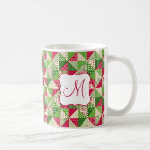 Taza De Café Patrón de mosaico de color rojo-verde para navidad