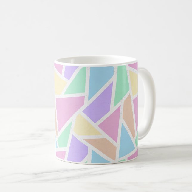 Taza De Café Patrón de mosaico del arcoiris pastel (Anverso derecho)