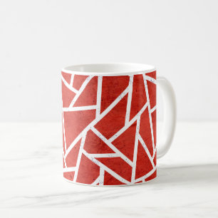 Taza De Café Patrón de mosaico rojo y blanco