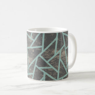 Taza De Café Patrón de mosaico verde pálido y gris