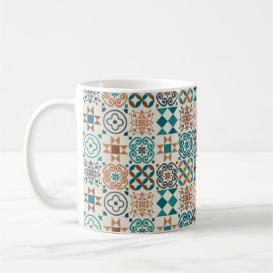 Taza De Café patrón de mosaico vintage. Ilustracion de época