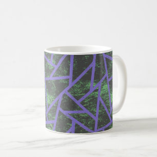 Taza De Café Patrón de mosaico violeta y verde