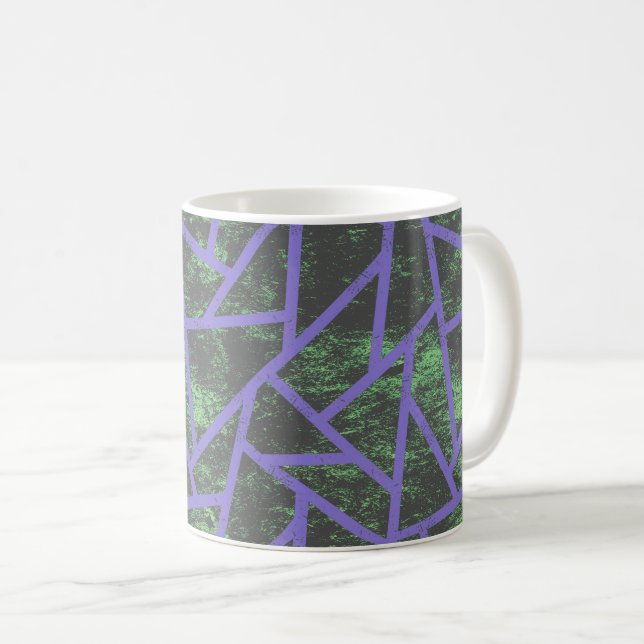Taza De Café Patrón de mosaico violeta y verde (Anverso derecho)