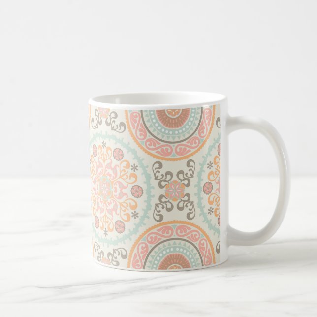 Taza De Café Patrón de motivos kazajos rosados de Suzani (Derecha)